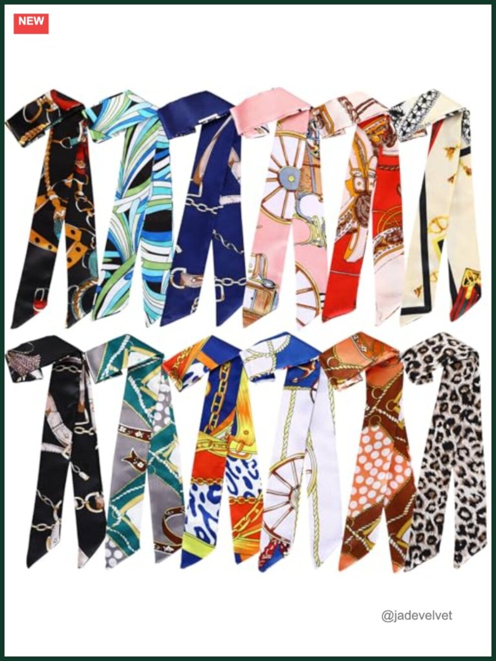 12 Pcs Women Satin Polyester Purse Scarf Hair Ribbon Headband